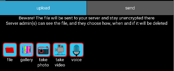 file sending dialog on Android